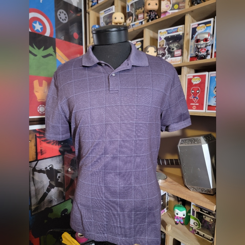 Purple windowpane polo